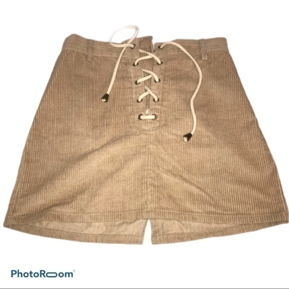Kendall and Kylie tie corduroy pattern high waist skirt